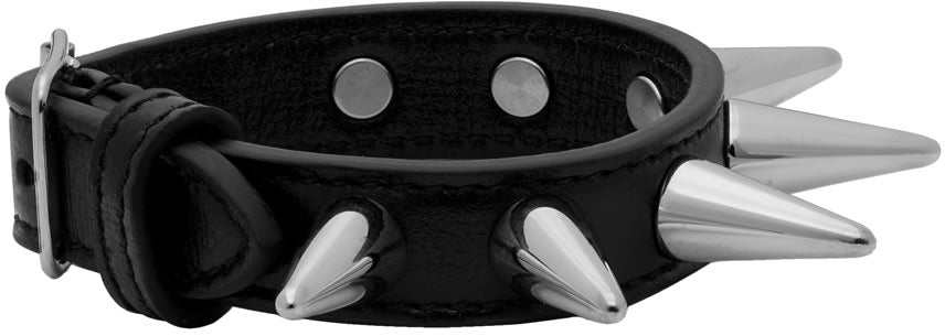 Gucci Stud Motif Leather Bracelet in Black- Spike
