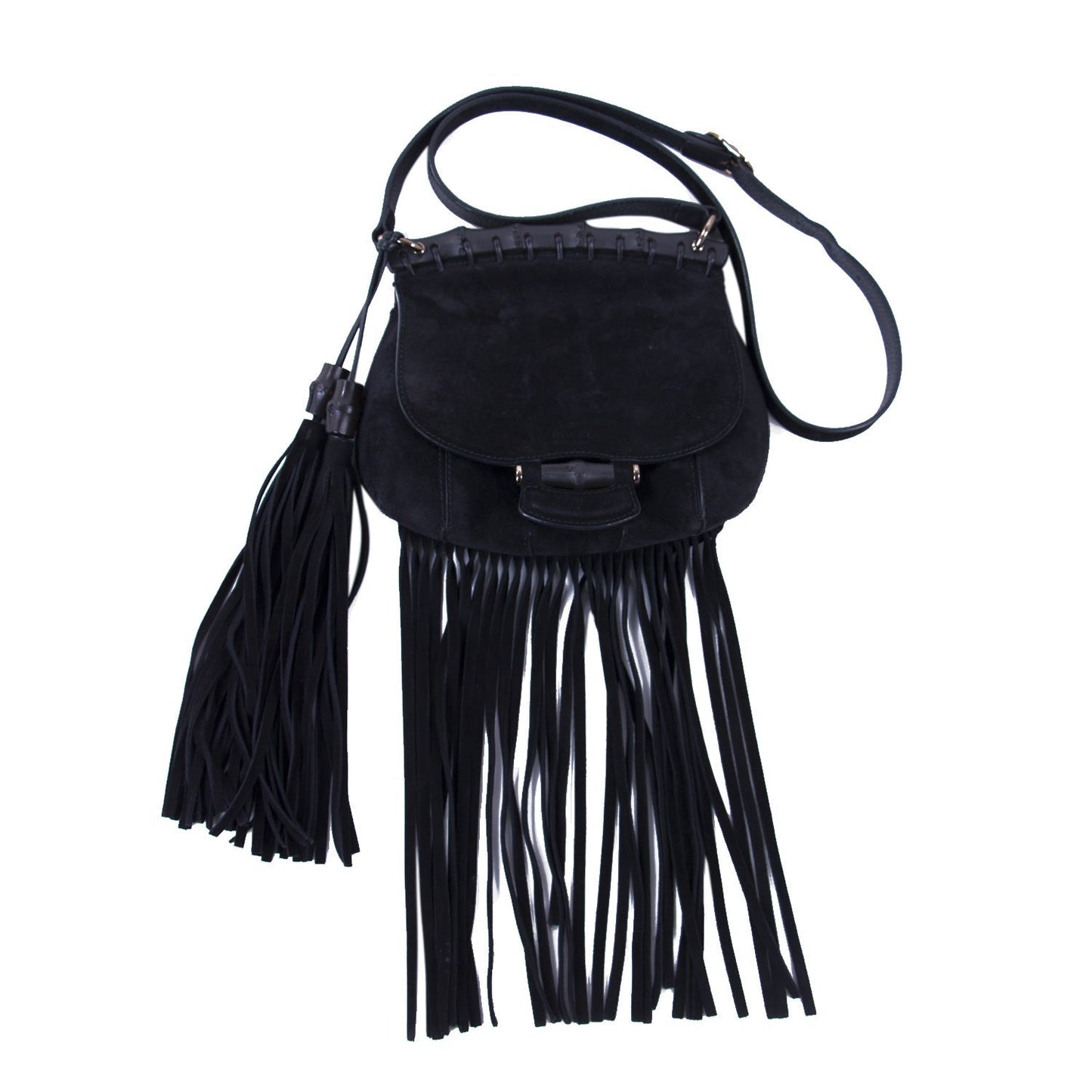 Gucci Nouveau Black Fringe Suede Bag