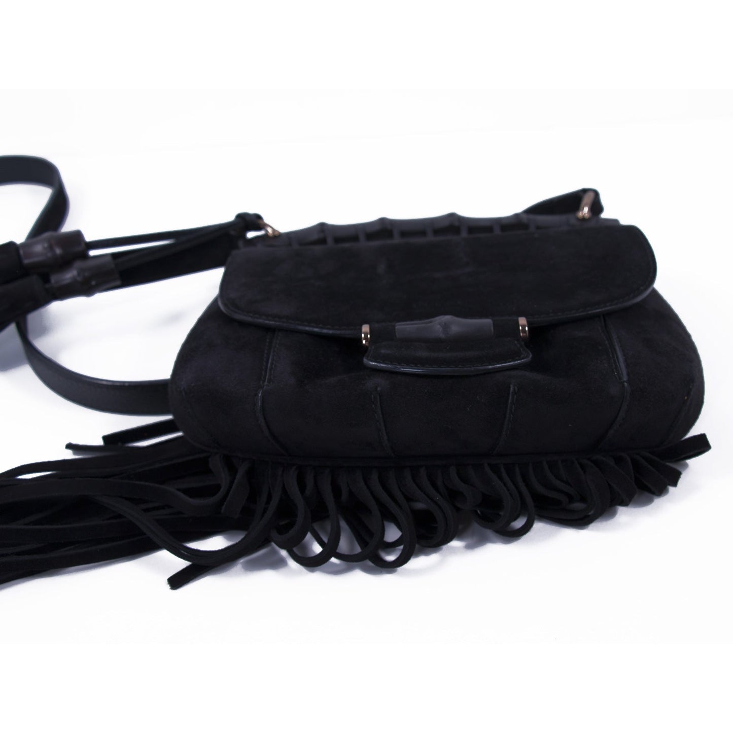 Gucci Nouveau Black Fringe Suede Bag