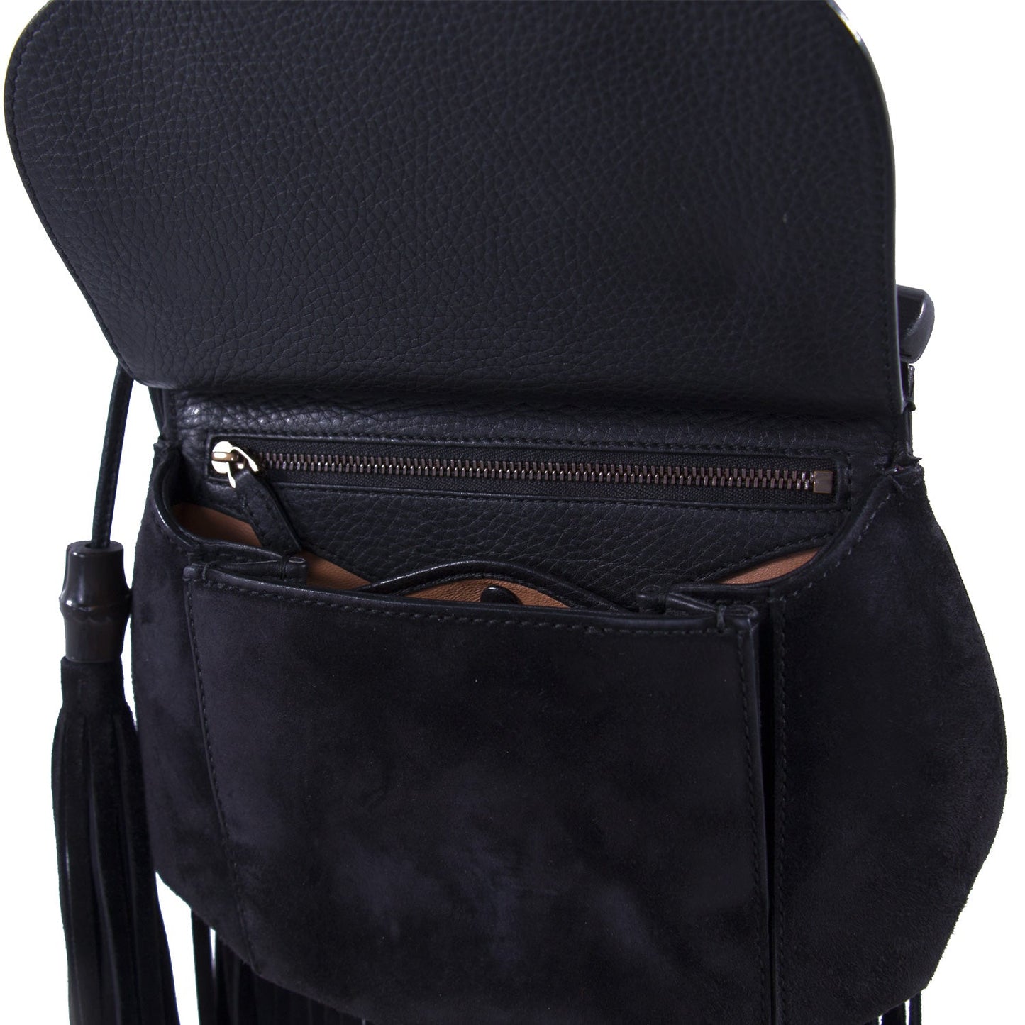 Gucci Nouveau Black Fringe Suede Bag