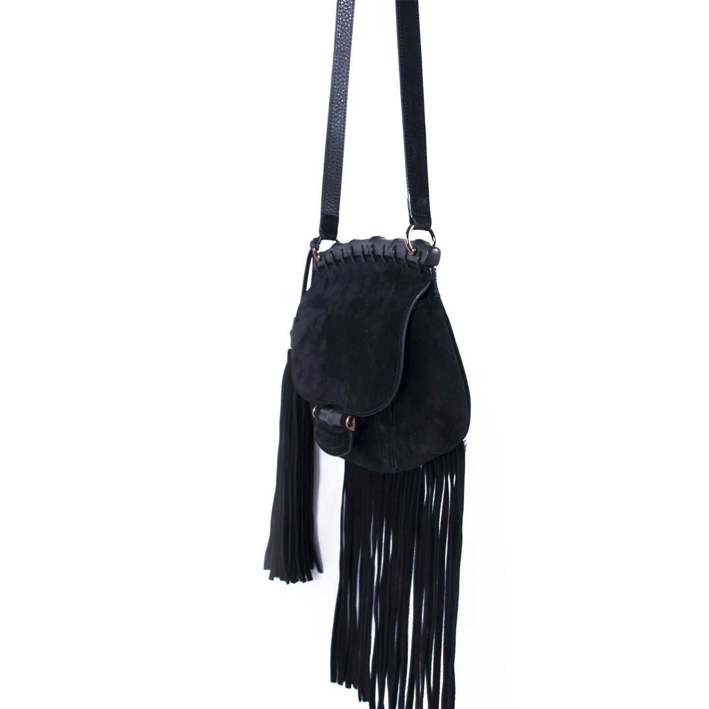 Gucci Nouveau Black Fringe Suede Bag