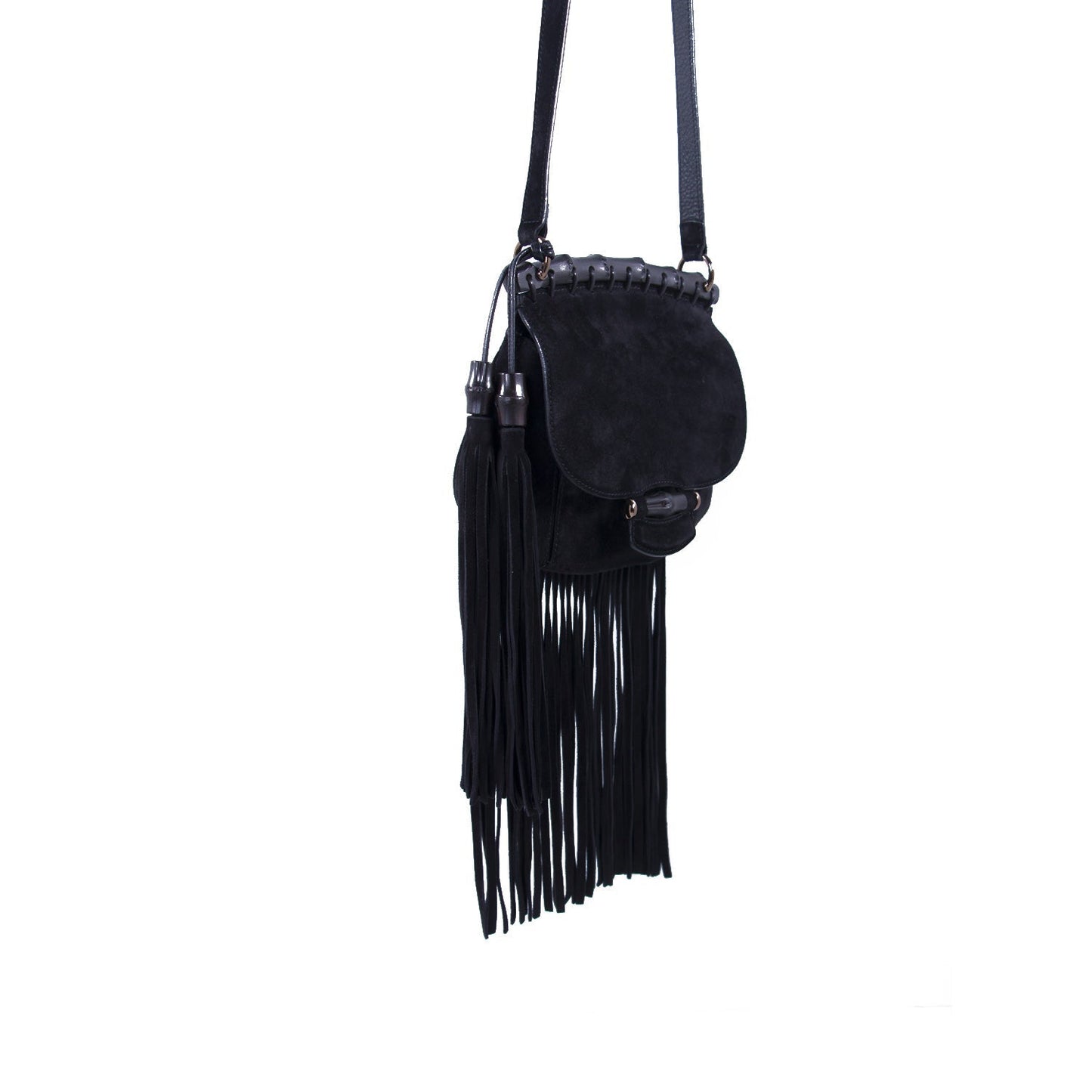 Gucci Nouveau Black Fringe Suede Bag