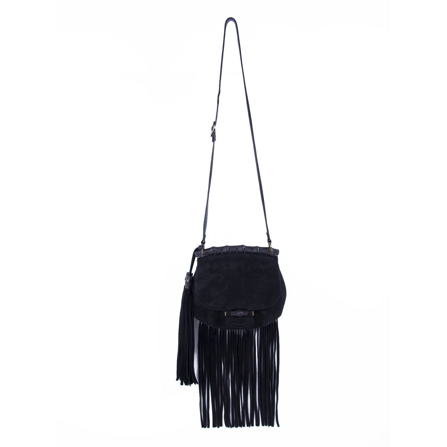 Gucci Nouveau Black Fringe Suede Bag