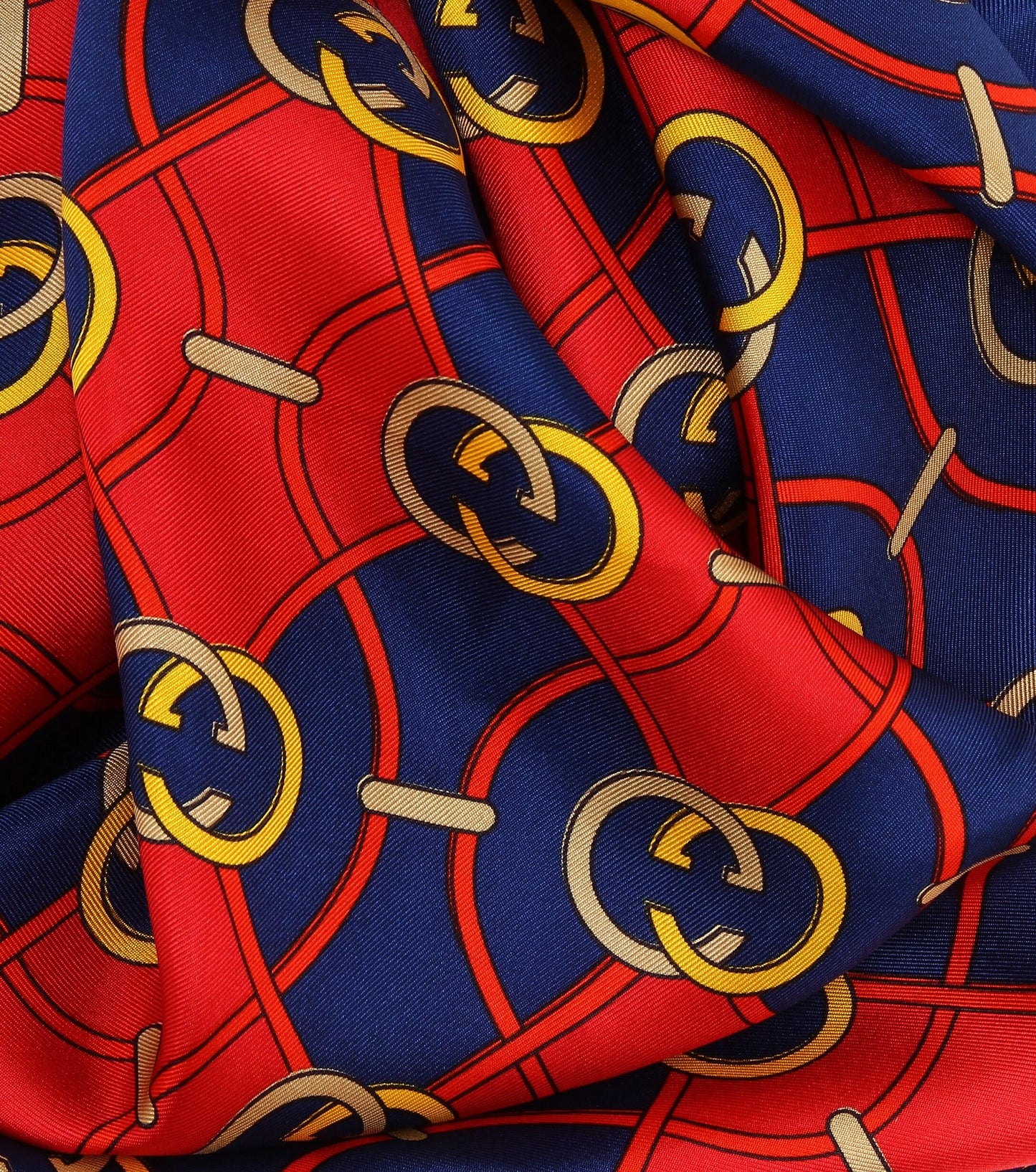 Gucci GG Waves Rhombus Silk Scarf in Navy