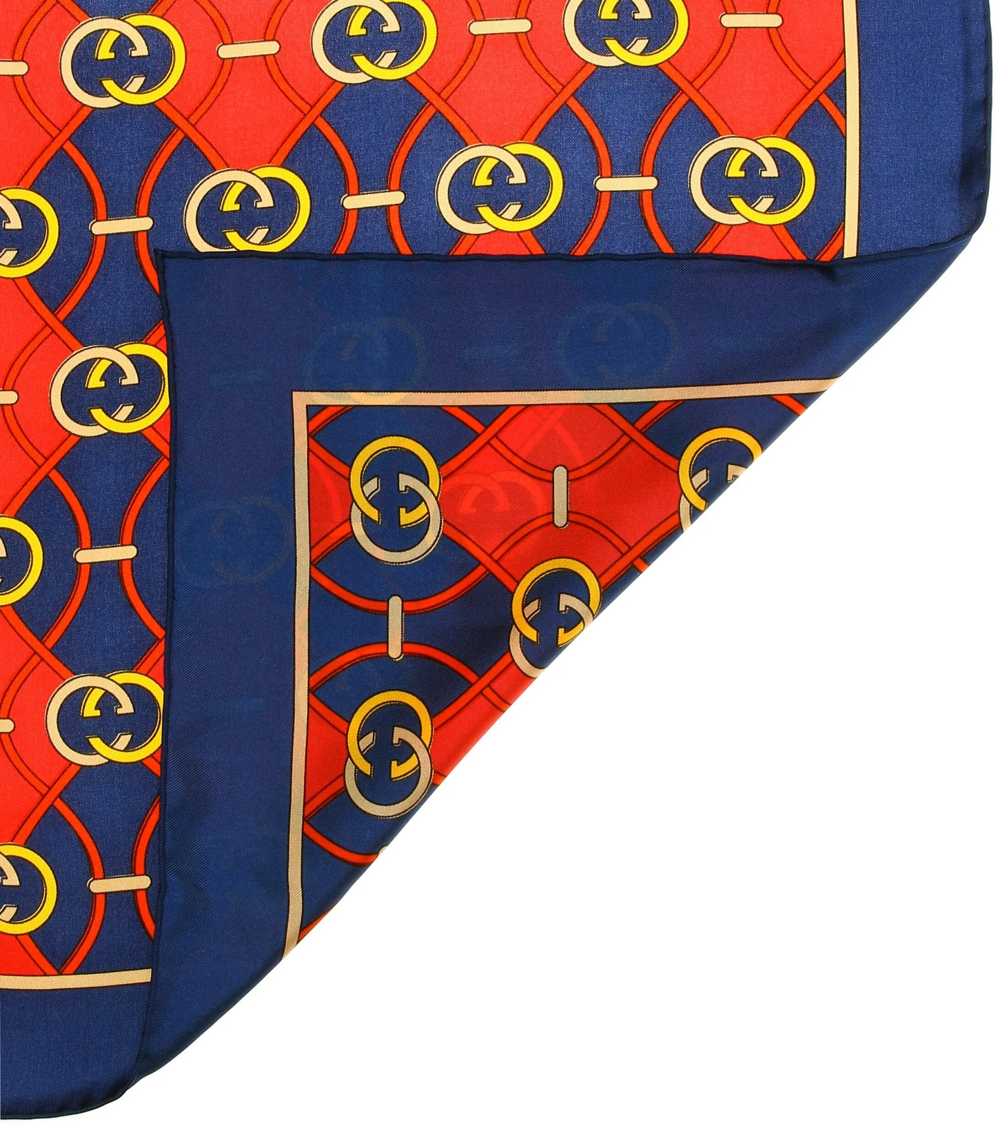 Gucci GG Waves Rhombus Silk Scarf in Navy