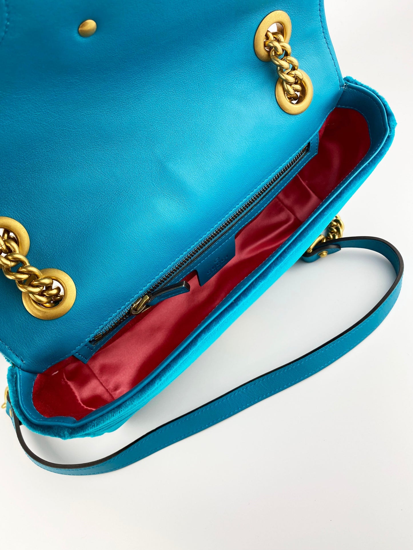 Gucci Teal Velvet Marmont Bag