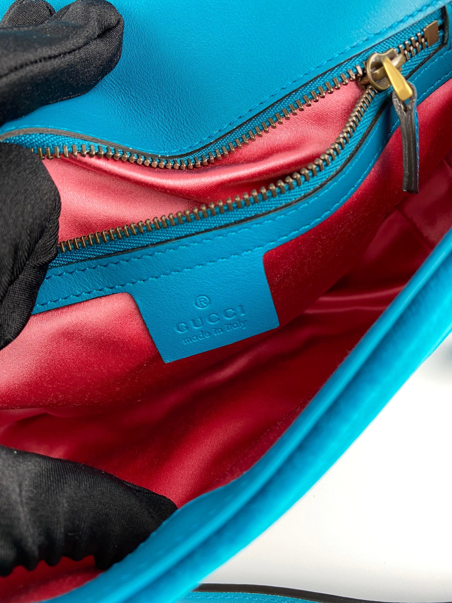 Gucci Teal Velvet Marmont Bag