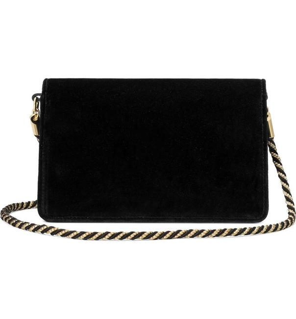 Gucci Mini Broadway Velvet Crystal Crossbody Bag in Black