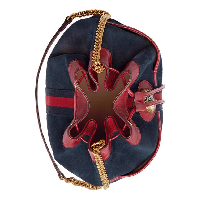 Gucci Bucket Rajah Medium Suede Hobo Bag in Blue