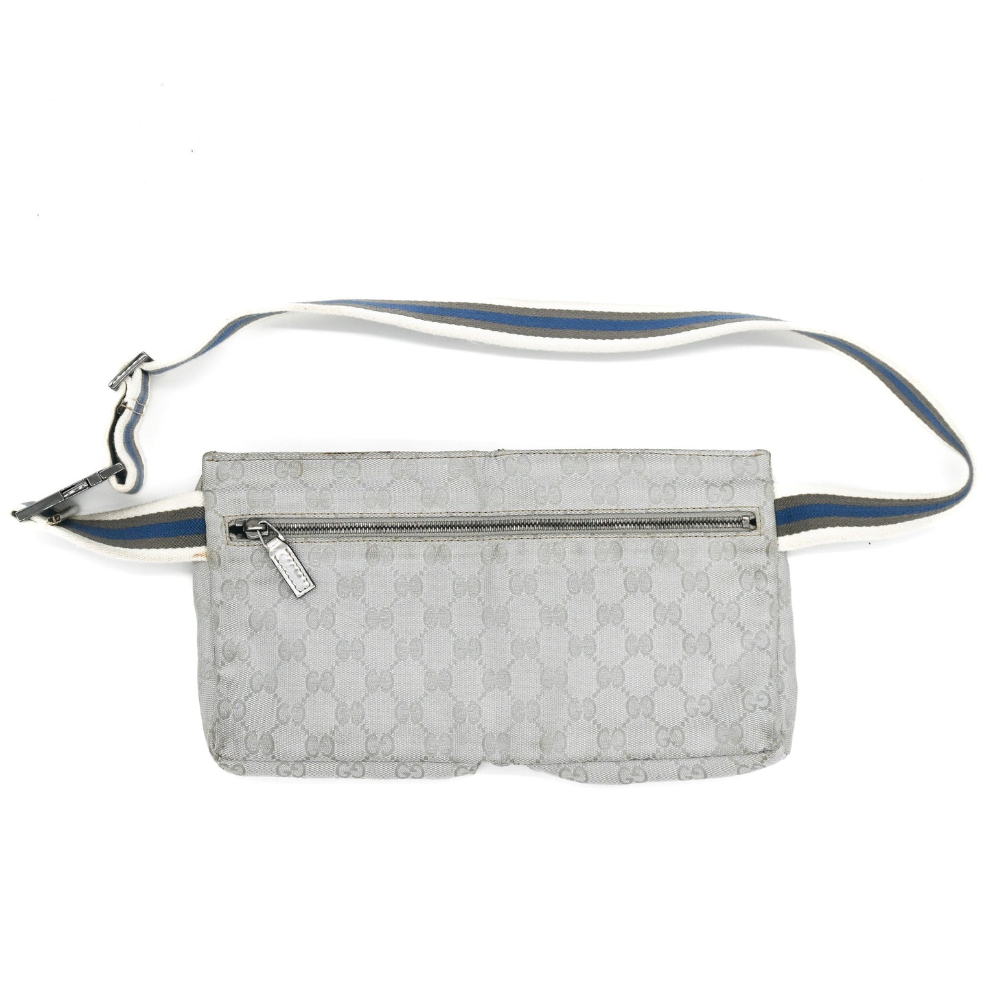Gucci Monogram Web Belt Bag in Silver