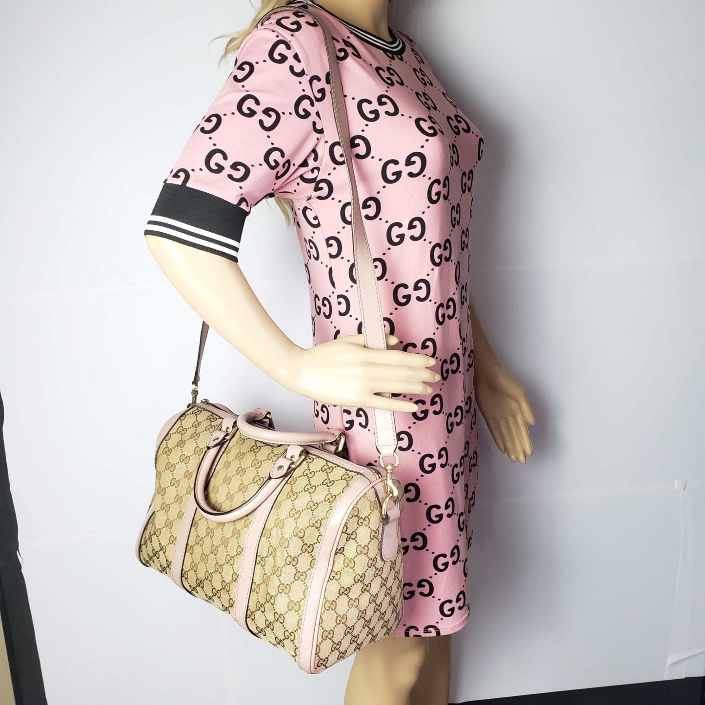 Gucci Canvas Vintage Medium Boston Shoulder, Crossbody & Hand Bag