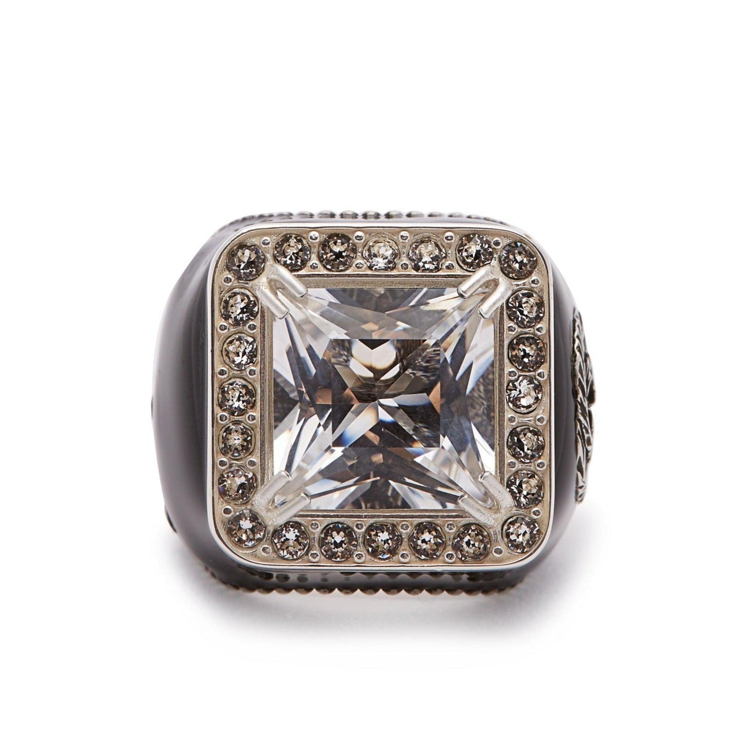 Gucci GG Crystal-embellished Signet Ring in White