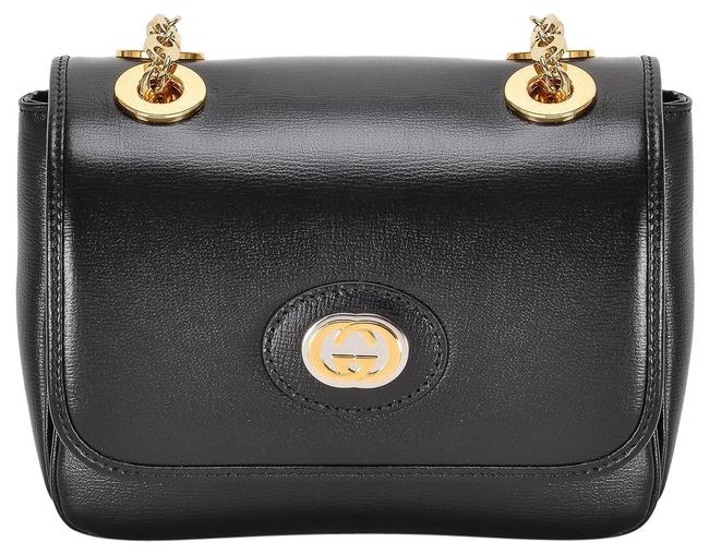 Gucci GG Mini Marina Leather Shoulder Bag in Black