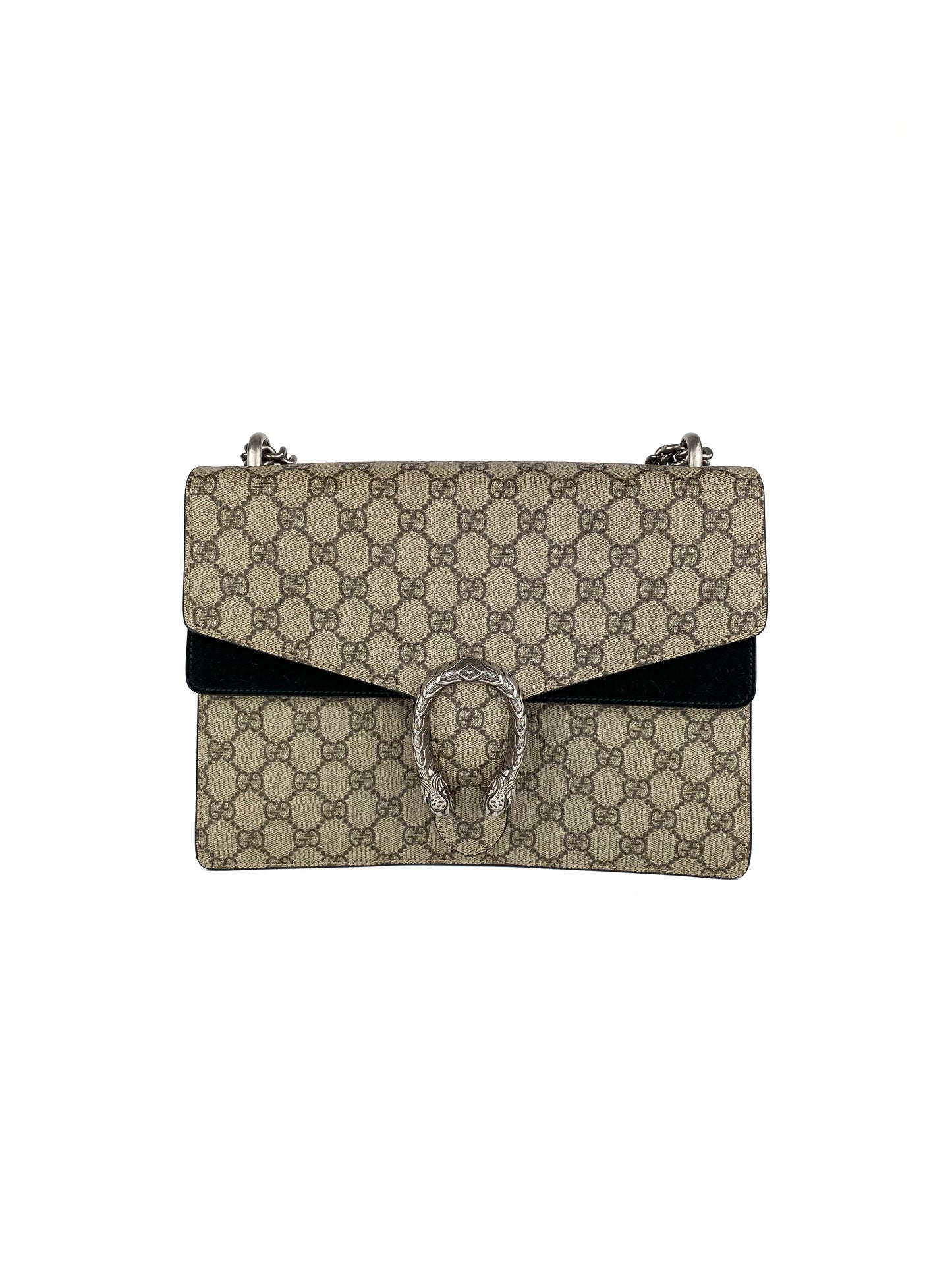 Gucci Dionysus Monogram Bag with Black Suede Trim