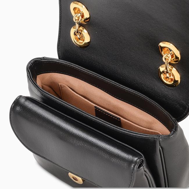 Gucci GG Mini Marina Leather Shoulder Bag in Black