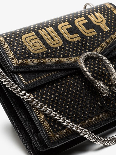 Gucci Dionysus Sega Moon Stars Shoulder Bag in Black