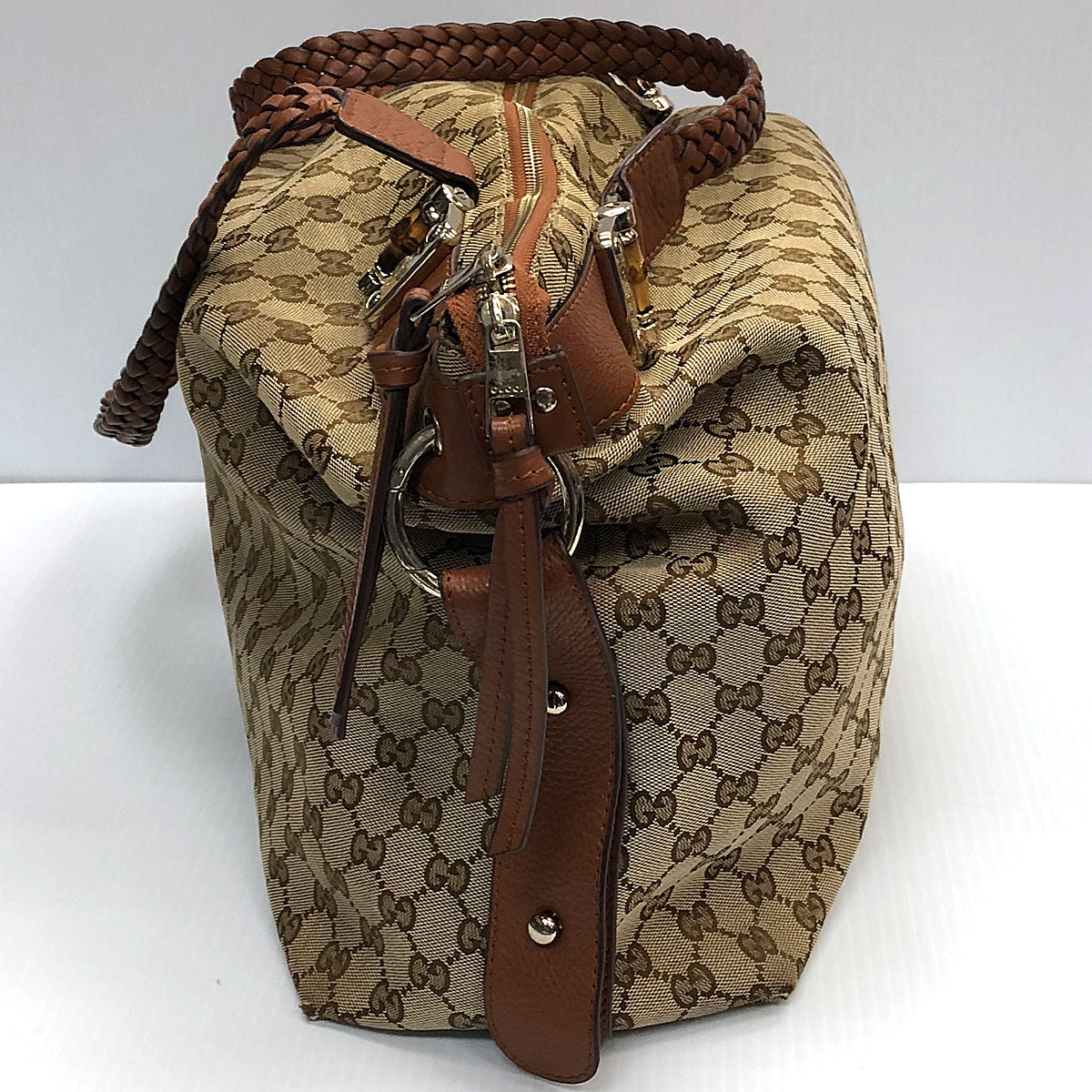 Gucci Large Canvas Bamboo Bar Travel Tote