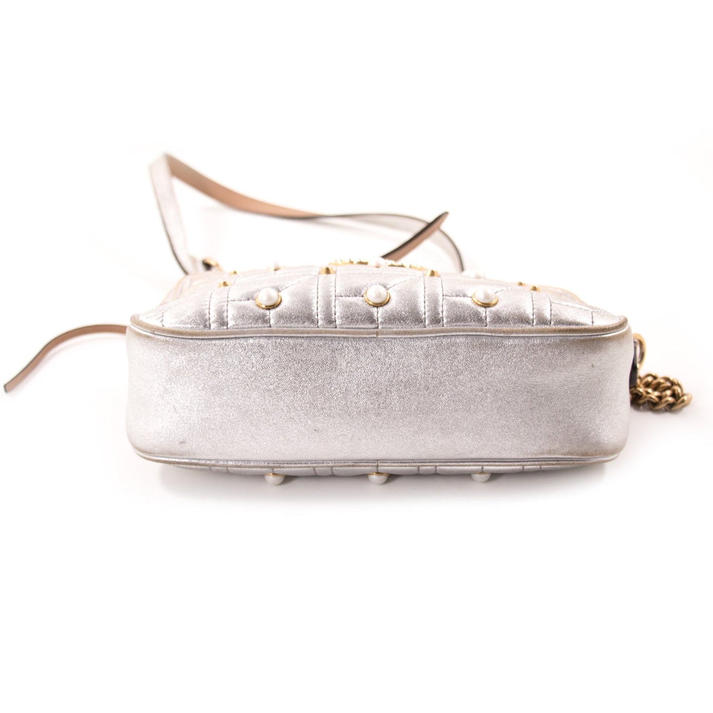 Gucci GG Marmont Matelassé Silver Metallic Bag