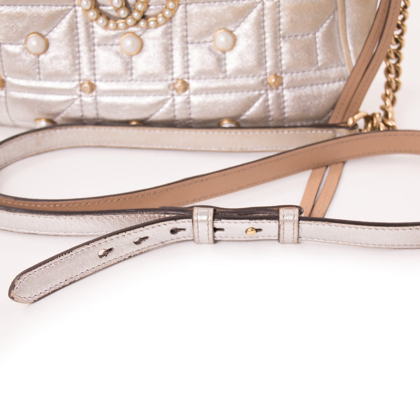 Gucci GG Marmont Matelassé Silver Metallic Bag