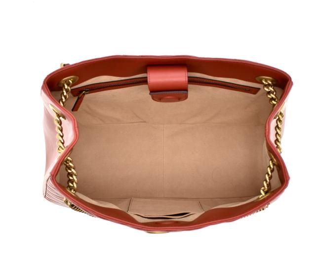 Gucci GG Marmont Apollo Chevron Tote Shoulder Bag in Red
