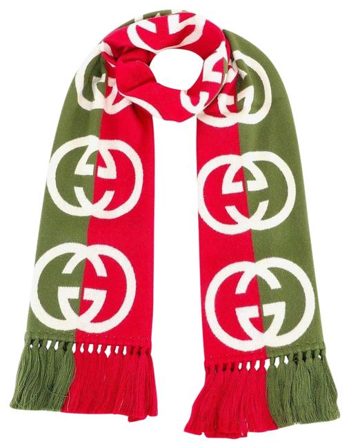 Gucci GG Print Two-toned Scarf In Green and Red