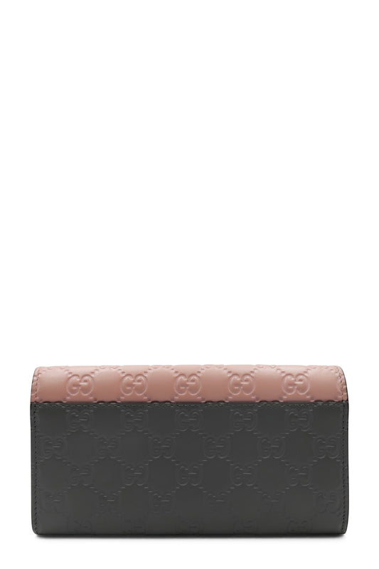Guccisima Bow Continental Wallet Pink Grey