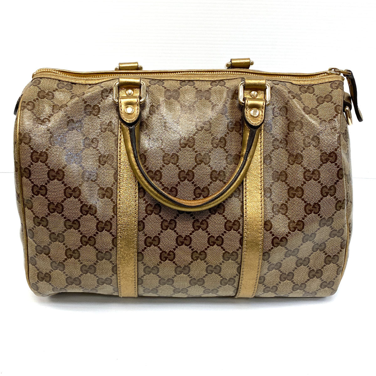 Gucci Joy GG Supreme Crystal Gold Boston Bag