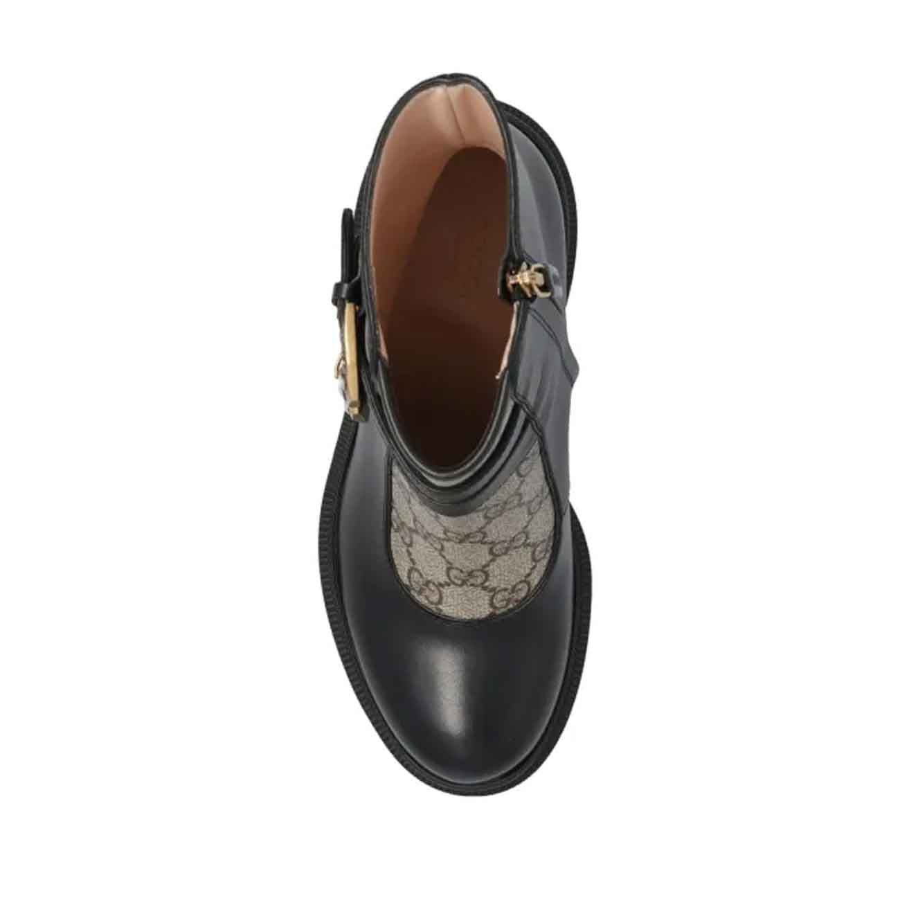 Gucci Kensington Nappa Leather GG Supreme Boots in Black