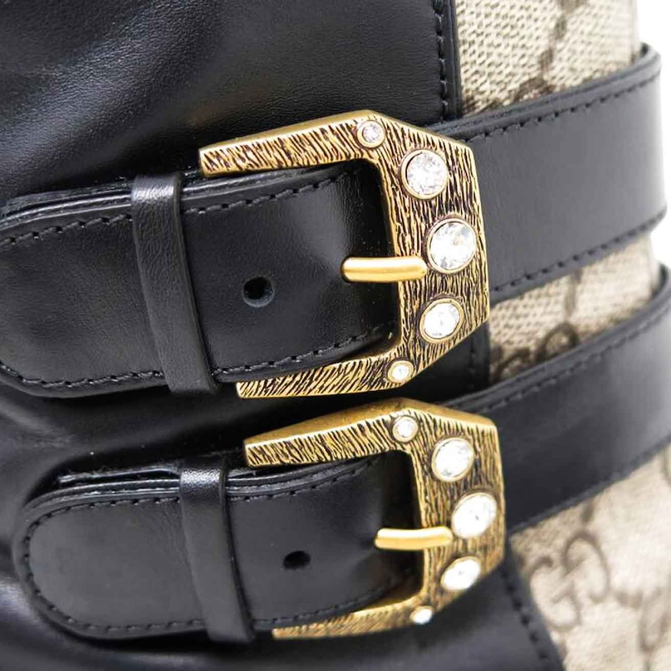 Gucci Kensington Nappa Leather GG Supreme Boots in Black