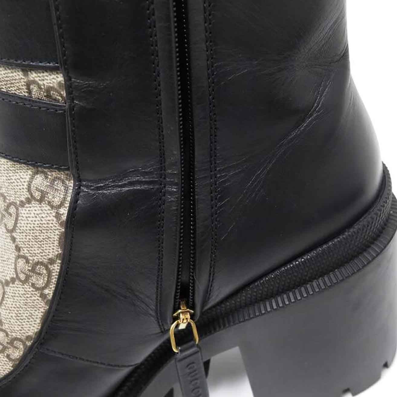 Gucci Kensington Nappa Leather GG Supreme Boots in Black