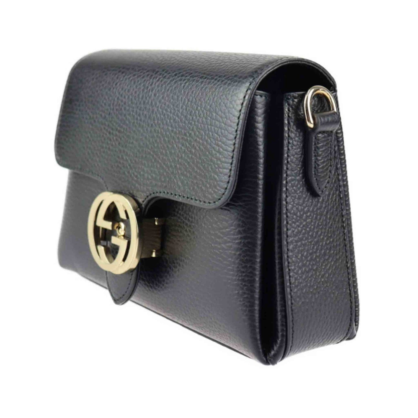Gucci Ladies Dollar Interlocking Calf Leather Bag in Black