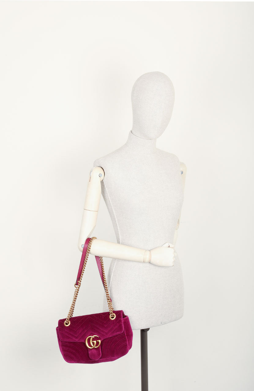 GUCCI Marmont Velvet Fuchsia