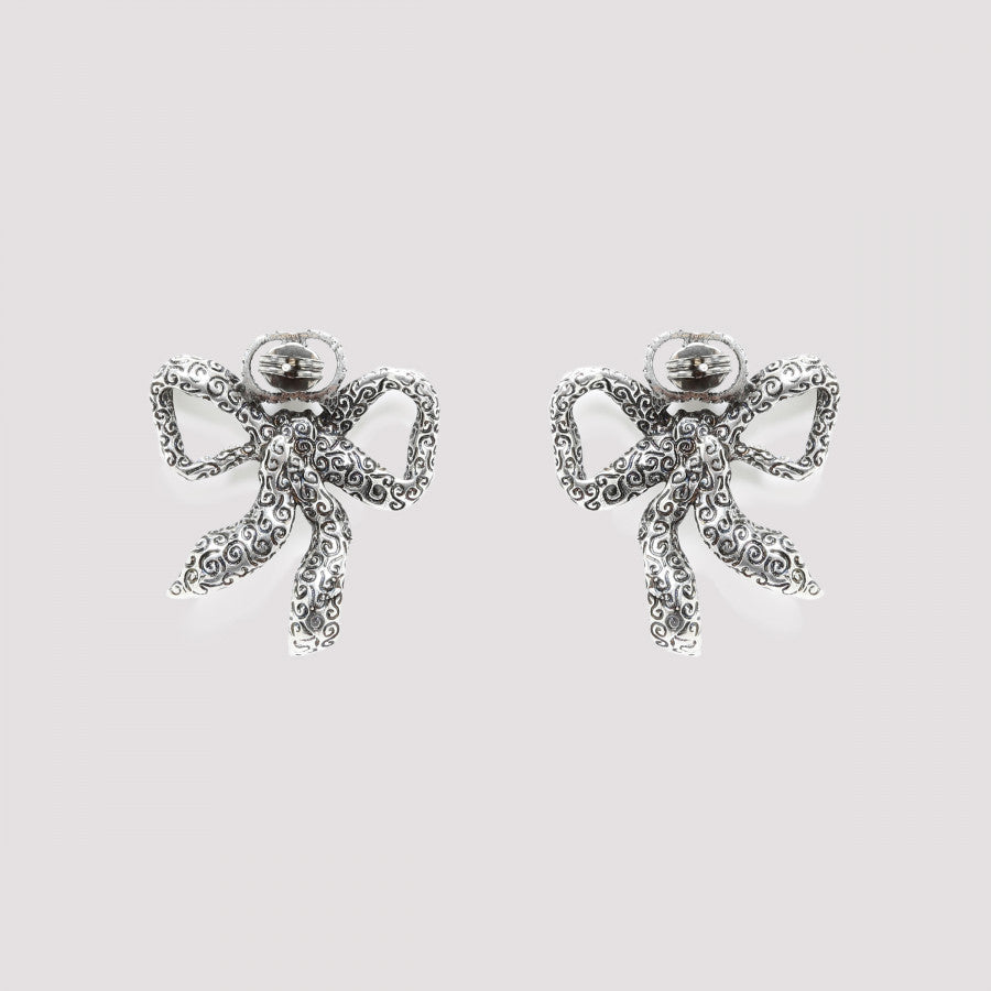 Gucci Silver-tone Crystal Bow Stud Earrings