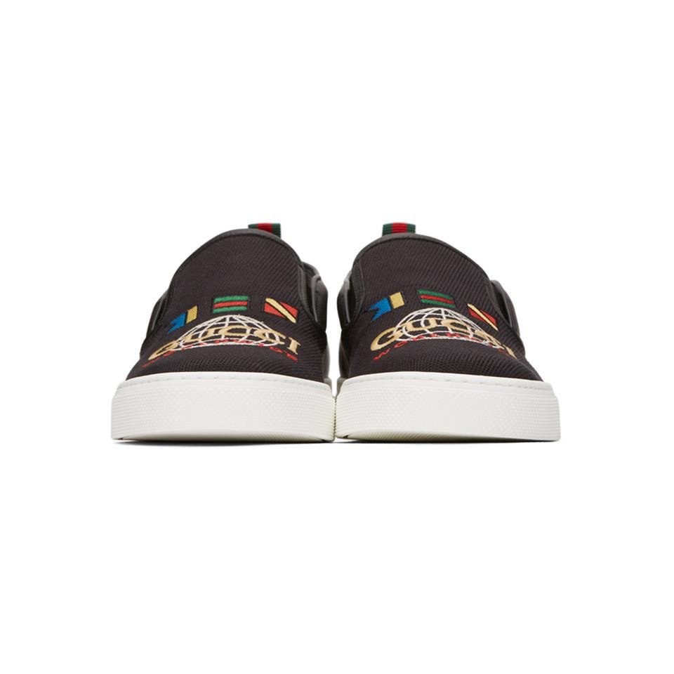Gucci Dublin Worldwide Slip on Sneakers in Black