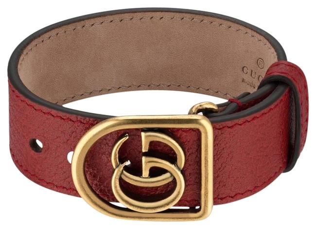 Gucci Leather GG Charm Bracelet in Red