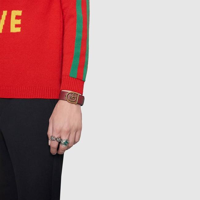 Gucci Leather GG Charm Bracelet in Red