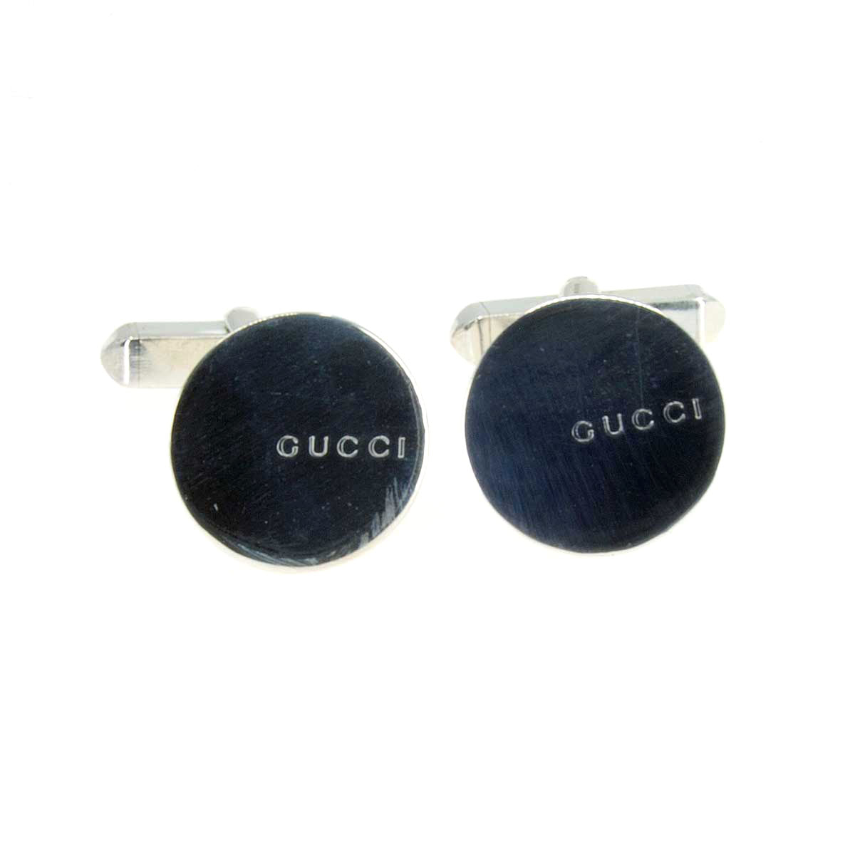 Gucci Logo Disc Cufflinks in Sterling Silver