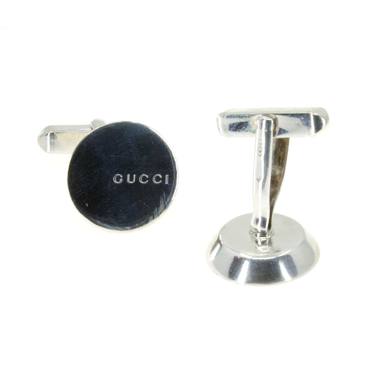 Gucci Logo Disc Cufflinks in Sterling Silver