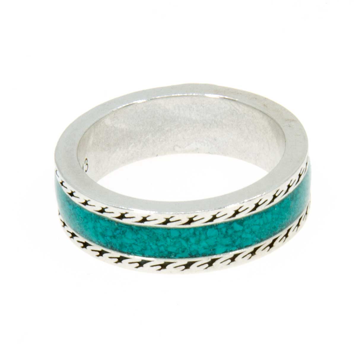 Gucci Ring with Interlocking G in Silver with Turquoise Enamel