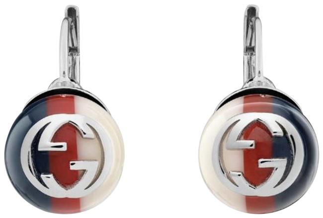 Gucci Red Blue Web Striped Earrings