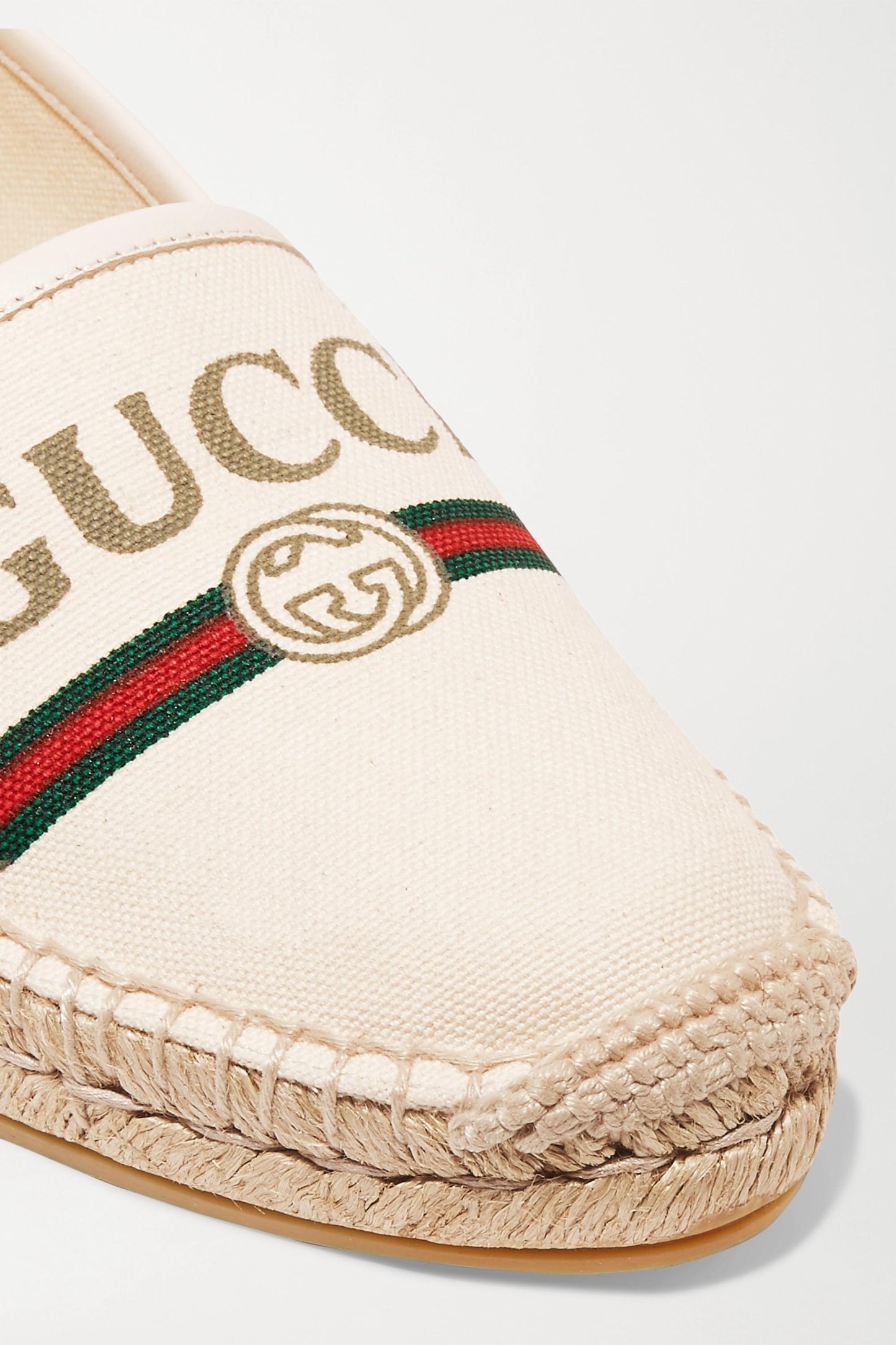 Gucci Printed Canvas Espadrille Flats in White