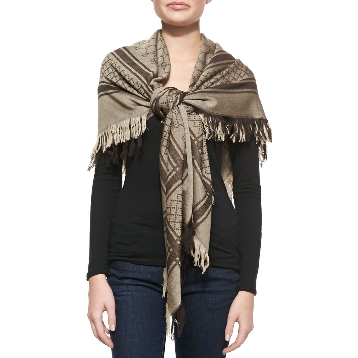Gucci GG Guccissima Monogram Surviee Scarf in Brown