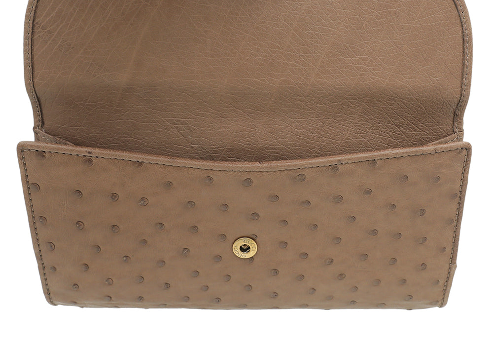 Gucci Brown 1973 Ostrich French Wallet