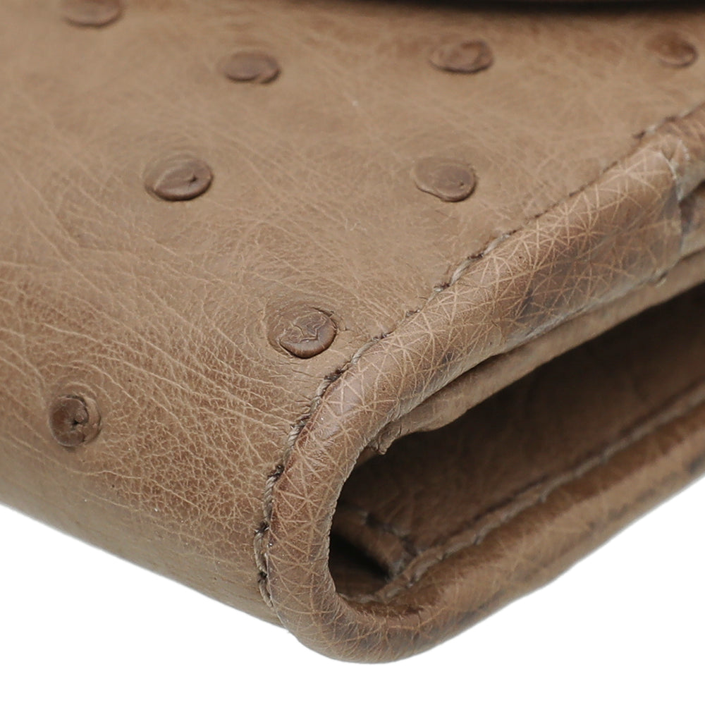 Gucci Brown 1973 Ostrich French Wallet