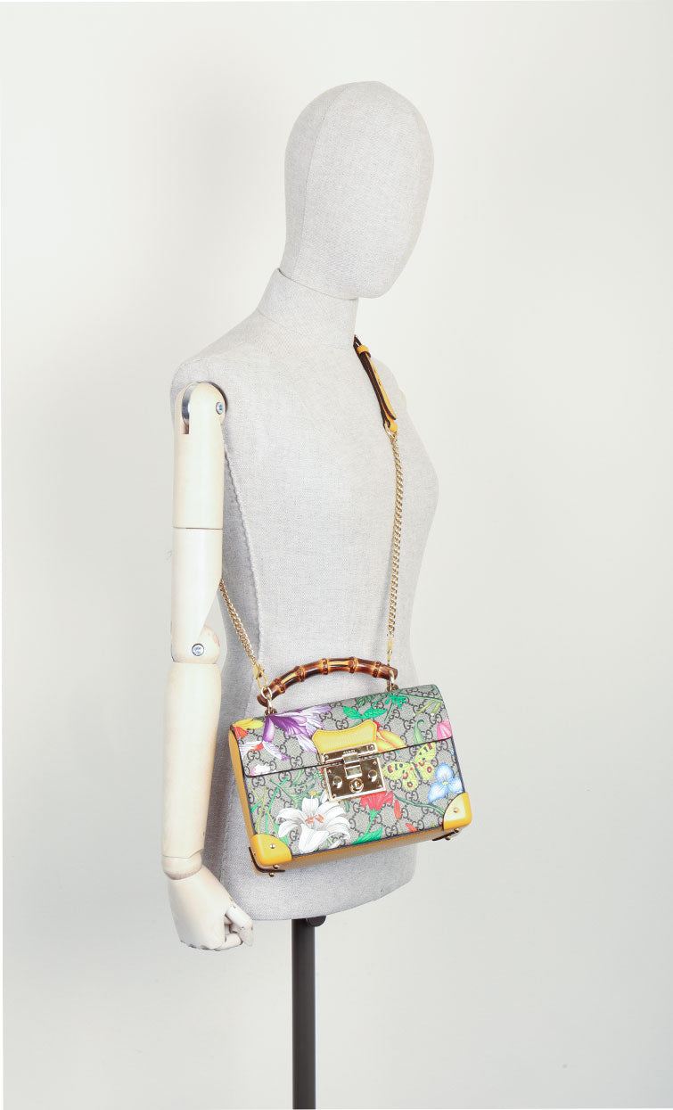 GUCCI Padlock Bamboo Bag Flora GG