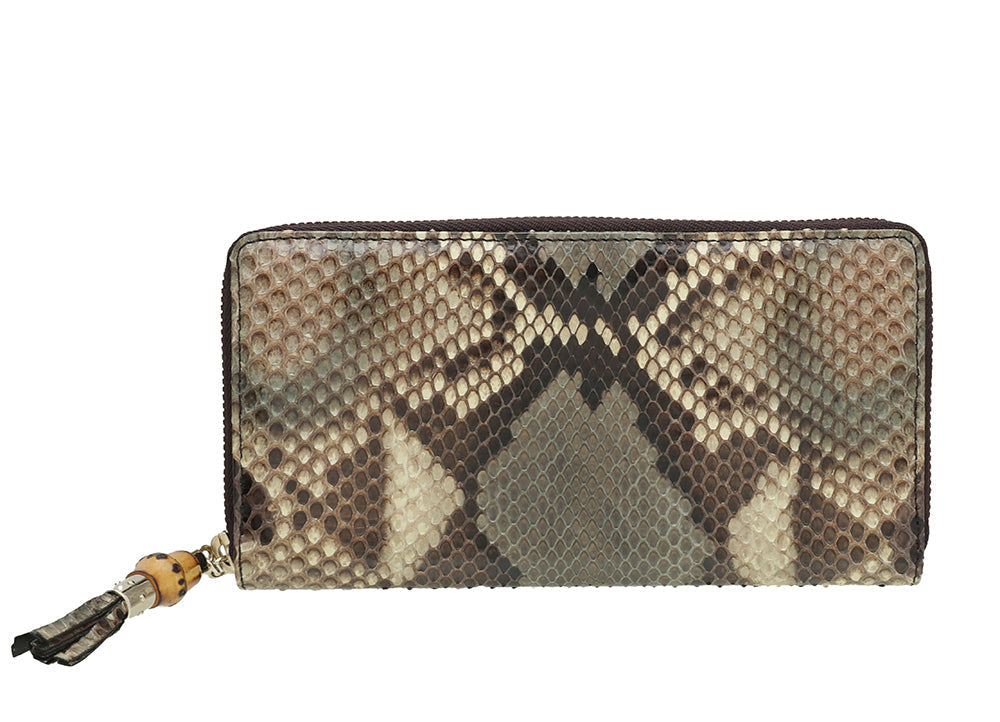 Gucci Bicolor Bamboo Python Zip Around Wallet