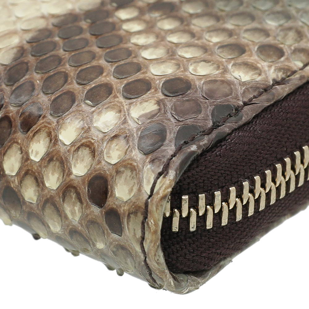 Gucci Bicolor Bamboo Python Zip Around Wallet