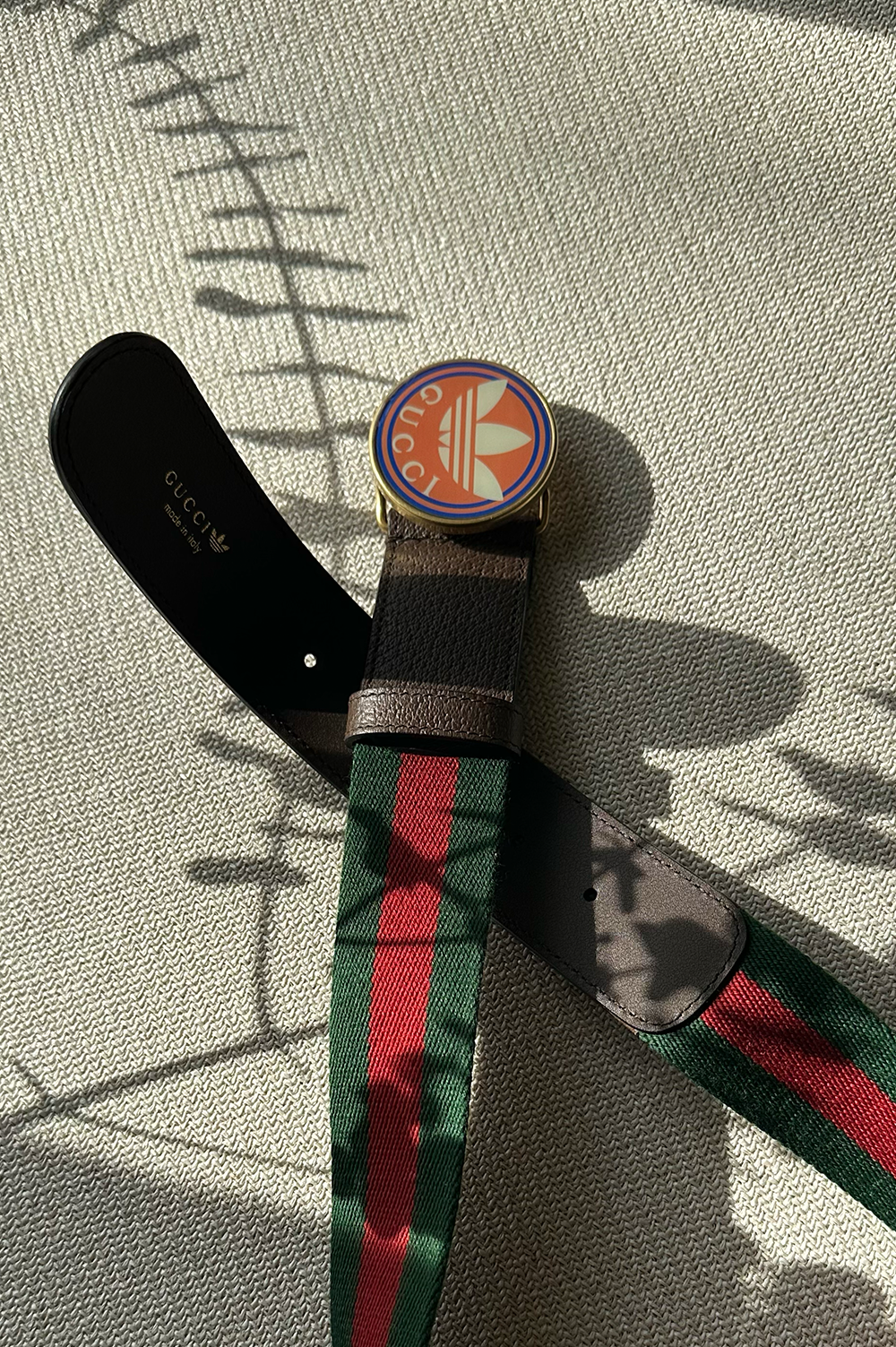 GUCCI x ADIDAS Web Belt Brown