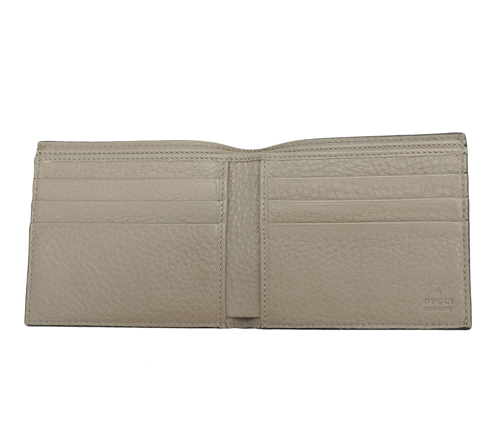 Gucci Beige Crest Stamp Bifold Wallet
