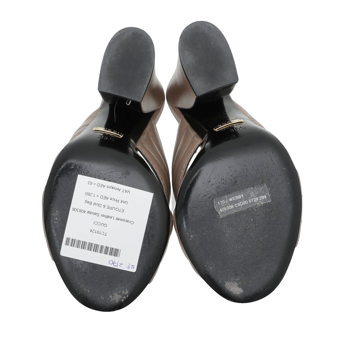 Gucci Etoupe Crossover Sandal 35.5